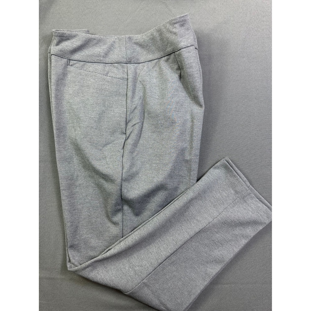 National Gray Pull On Dress Pants Womens 1X Straight Leg Elastic Waist Trousers